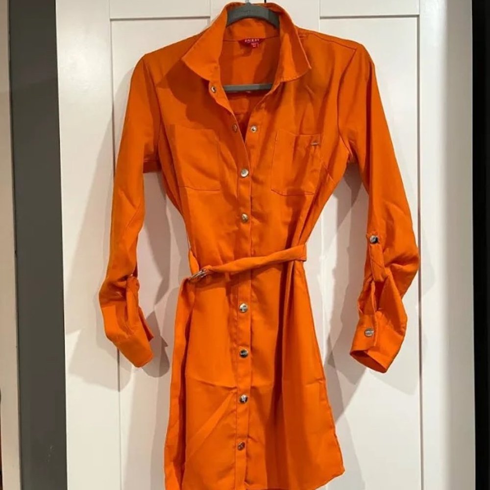 Orange Guess Classic Shirtdress! XS